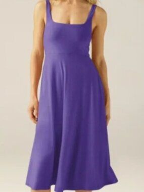 Beyond Yoga Featherweight Purple At The Ready Square Neck Midi Dress Size S